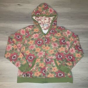 ONE WORLD Live & Let Live Floral Butterfly Hoodie XL/1X Boho Hippie Fairy Y2K